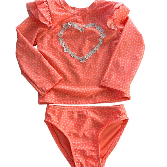 Cat & Jack Long Sleeve 2 Piece Polka Dot Bathing Suit - Picture 1 of 6